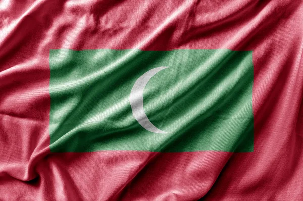 Waving Detailed National Country Flag Maldives — Stock Photo, Image