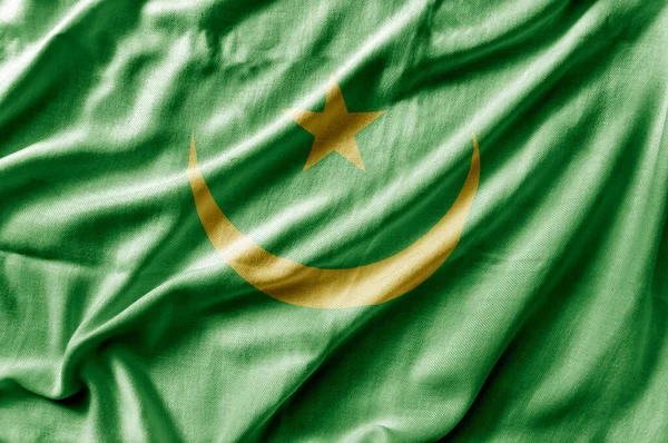 Κυματίζοντας Λεπτομερή Εθνική Σημαία Χώρας Της Μαυριτανίας — Φωτογραφία Αρχείου