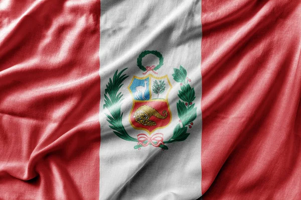 Κυματίζει Λεπτομερή Εθνική Σημαία Χώρας Του Περού — Φωτογραφία Αρχείου
