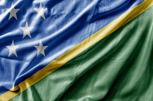 Waving Detailed National Country Flag Solomon Islands — Stock Photo, Image