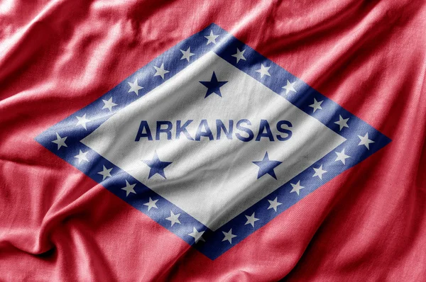 Ondeando Bandera Nacional Detallada Del Estado Arkansas — Foto de Stock