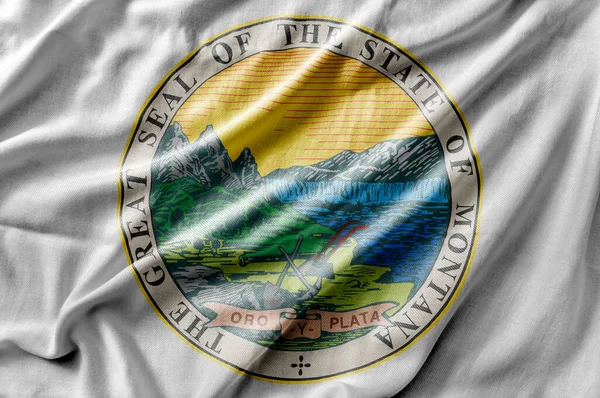 Κυματίζοντας Λεπτομερή Εθνική Σημαία Της Πολιτείας Της Μοντάνα Σιλ — Φωτογραφία Αρχείου