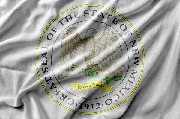 Waving Detailed National Country State Flag New Mexico Seal — Stock Photo, Image