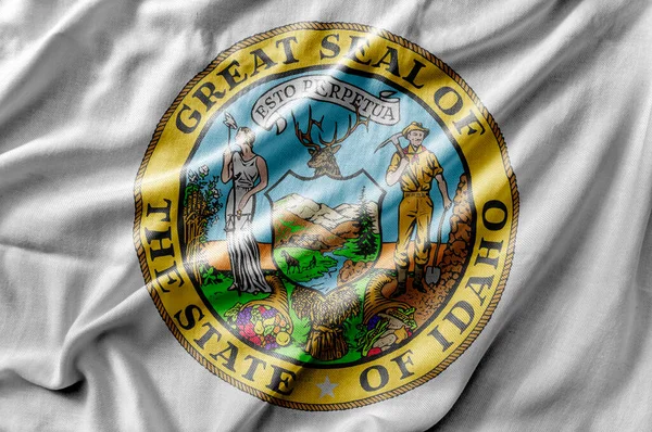 Waving Detailed National Country State Flag Idaho Seal — Stock Photo, Image