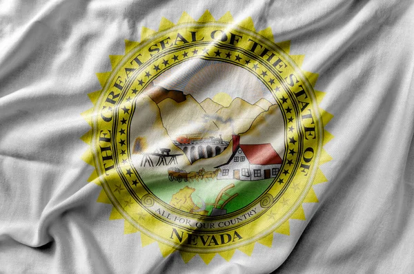 Waving Detailed National Country State Flag Nevada Seal — Stock Photo, Image