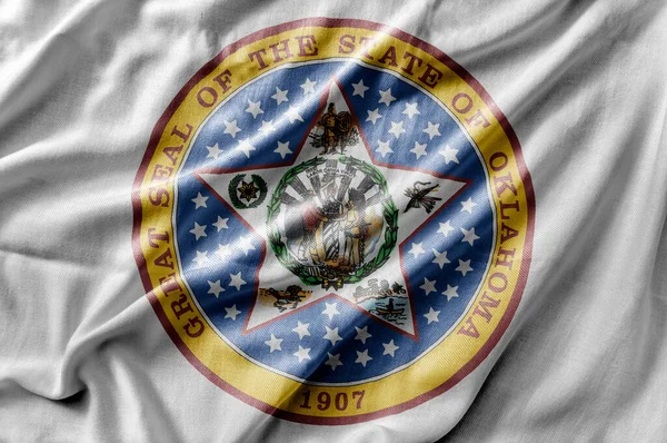 Waving Detailed National Country State Flag Oklahoma Seal — Stock Photo, Image