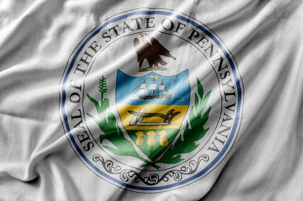 Waving Detailed National Country State Flag Pennsylvania Seal — Stock Photo, Image