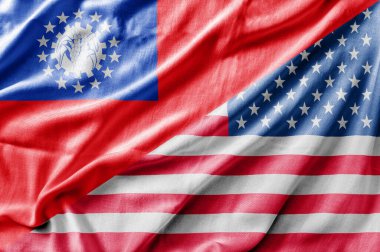 Karışık ABD ve Burma bayrağı, üç boyutlu görüntüleme