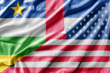 Karışık ABD ve Orta Afrika Cumhuriyeti bayrağı, üç boyutlu görüntüleme