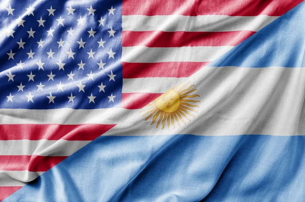 Mixed Usa Argentina Flag Three Dimensional Render — Stock Photo, Image