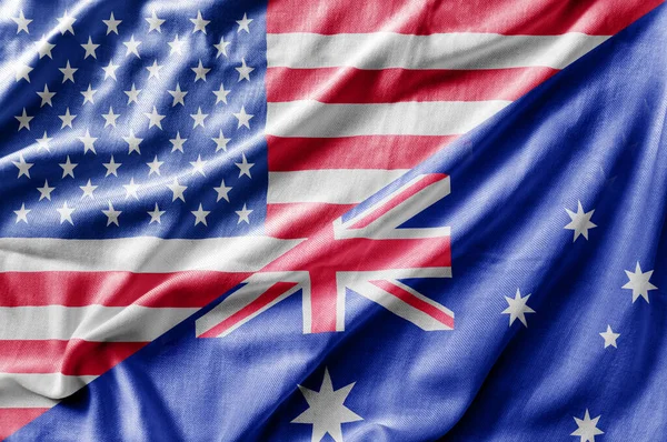 Bandera Mixta Estados Unidos Australia Renderizado Tridimensional — Foto de Stock