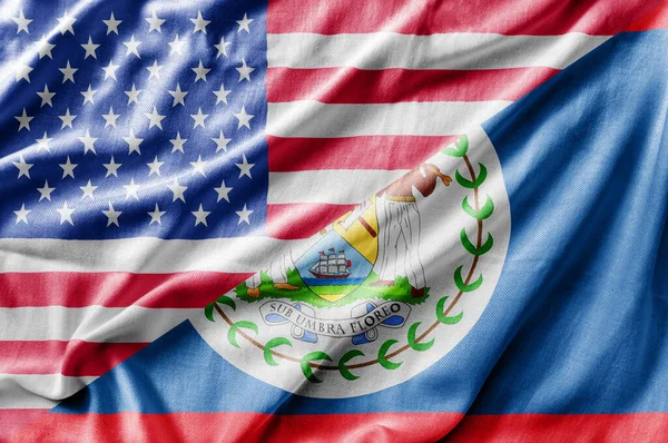 Mieszane Stany Zjednoczone Flaga Belize Trójwymiarowy Renderowania — Zdjęcie stockowe