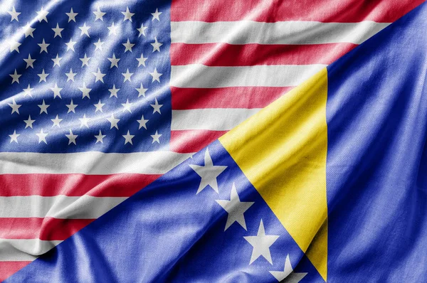 Bandera Mixta Estados Unidos Bosnia Herzegovina Renderizado Tridimensional —  Fotos de Stock