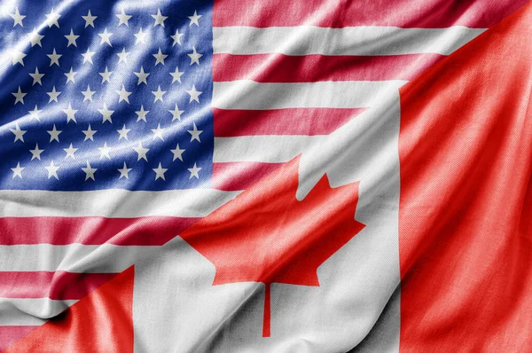 Bandeira Mista Dos Eua Canadá Renderização Tridimensional — Fotografia de Stock