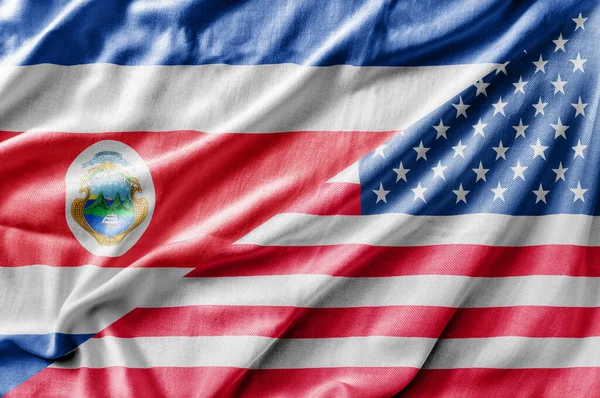 Смешанный Флаг Сша Коста Рики Трехмерный Рендеринг — стоковое фото
