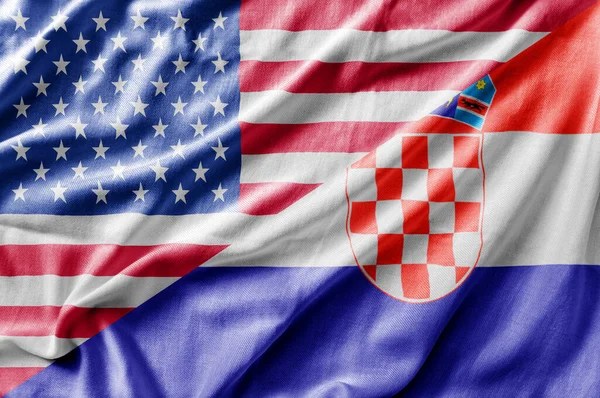 Mixed Usa Croatia Flag Three Dimensional Render — Stock Photo, Image