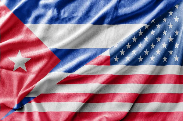 Bandera Mixta Estados Unidos Cuba Representación Tridimensional — Foto de Stock