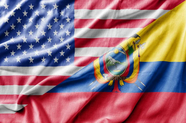 Смешанный Флаг Сша Эквадора Трехмерный Рендеринг — стоковое фото