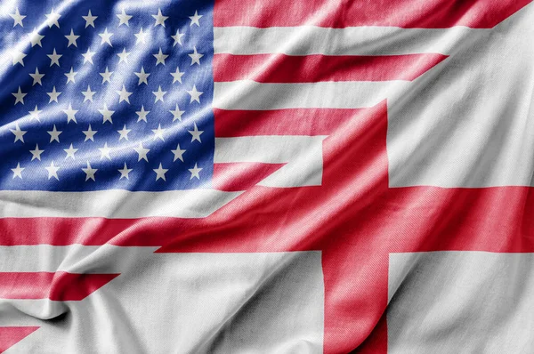 Gemischte Flagge Der Usa Und Englands Dreidimensionale Darstellung — Stockfoto