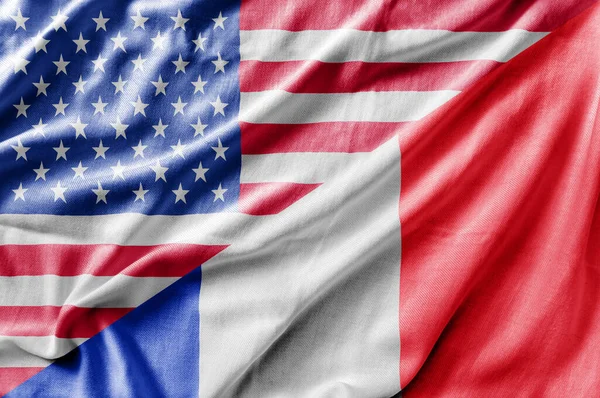 Gemischte Flagge Der Usa Und Frankreichs Dreidimensionales Rendering — Stockfoto