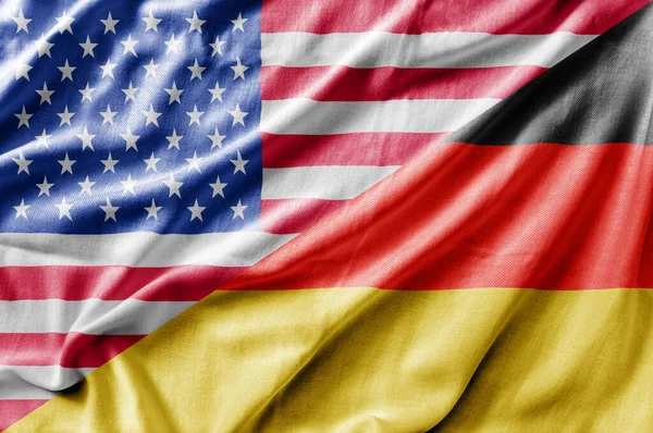 Gemischte Usa Und Deutschland Flagge Dreidimensionales Rendering — Stockfoto