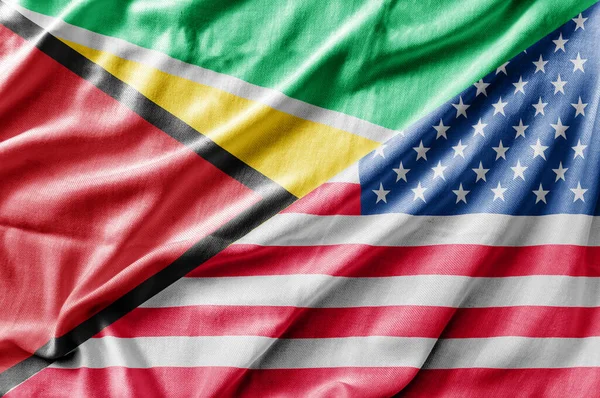Bandera Mixta Estados Unidos Guyana Representación Tridimensional — Foto de Stock