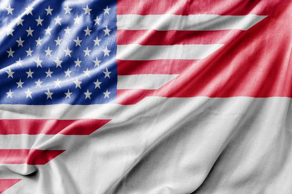 Gemischte Flagge Der Usa Und Monacos Dreidimensionale Darstellung — Stockfoto