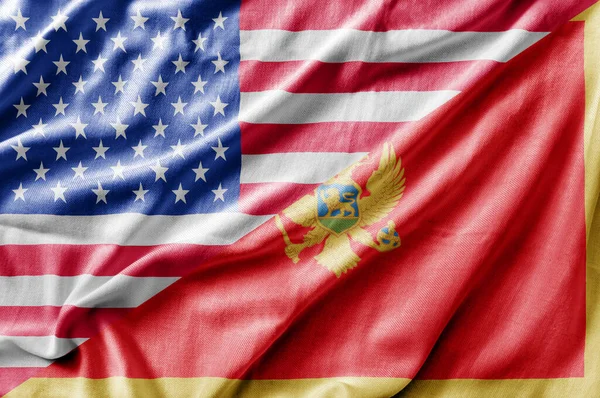 Bandera Mixta Estados Unidos Montenegro Representación Tridimensional —  Fotos de Stock