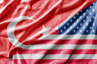 Karışık ABD ve Türkiye bayrağı, üç boyutlu görüntüleme