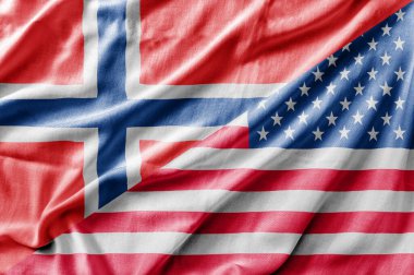 Karışık ABD ve Norveç bayrağı, üç boyutlu görüntüleme