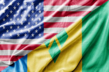 Karışık ABD ve Saint Vincent ve Grenadines bayrağı, üç boyutlu görüntüleme