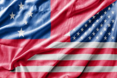 Karışık ABD ve Samoa bayrağı, üç boyutlu görüntüleme