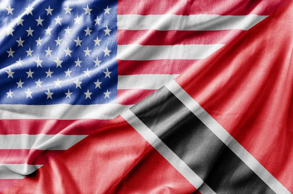 Gemischte Flagge Der Usa Und Trinidad Und Tobago Dreidimensionale Darstellung — Stockfoto