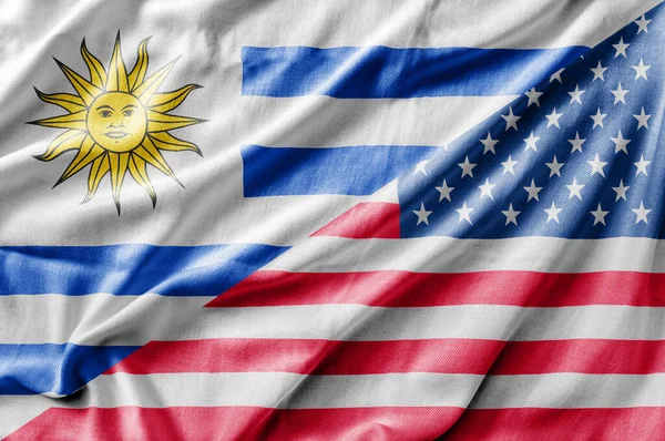Смешанный Флаг Сша Уругвая Трехмерный Рендеринг — стоковое фото