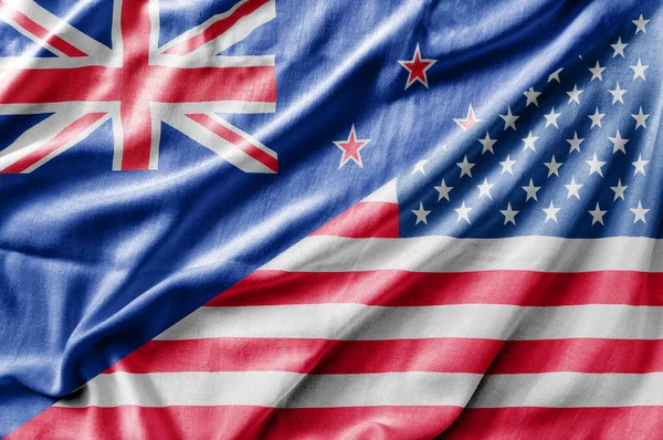Vegyes Usa Zéland Zászló Háromdimenziós Renderelés — Stock Fotó