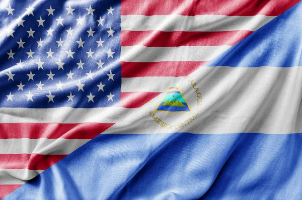 Смешанный Флаг Сша Никарагуа Трехмерный Рендеринг — стоковое фото