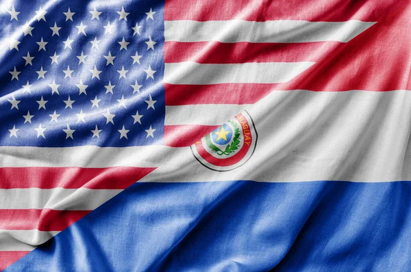 Смешанный Флаг Сша Парагвая Трехмерный Рендеринг — стоковое фото