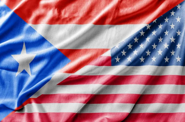 Bandera Mixta Estados Unidos Puerto Rico Representación Tridimensional — Foto de Stock