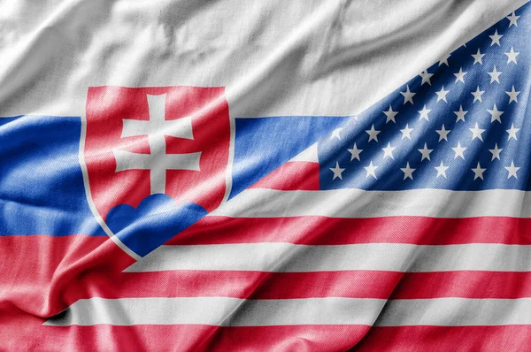 Smíšená Vlajka Usa Slovenska Trojrozměrná Vykreslení — Stock fotografie
