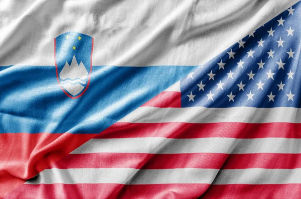 Bandeira Mista Dos Eua Eslovénia Renderização Tridimensional — Fotografia de Stock