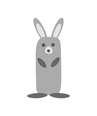 Beyaz arka plan üzerinde izole tavşan. İlkel çocuk tarzı. Vektör çizim.