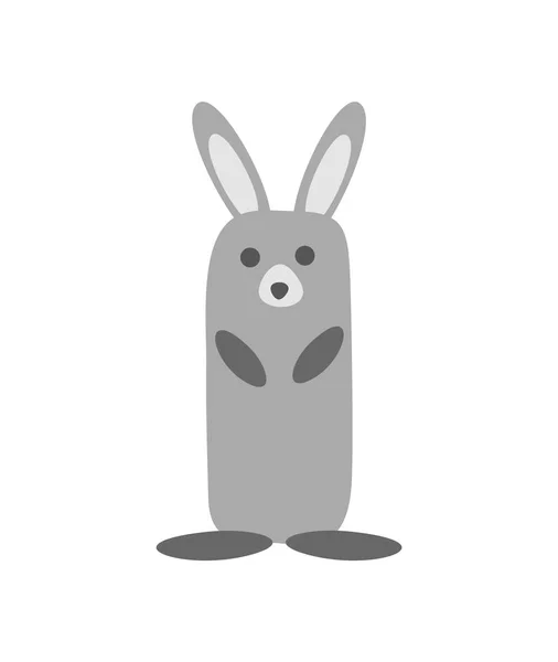 Hare Isolated White Background Primitive Children Style Vector Illustration — Stock Vector