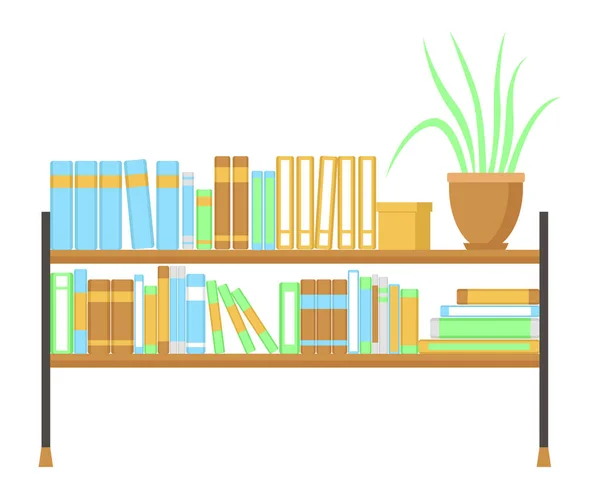 Bookshelf Isolated White Background Flat Design Vector Illustration — Stock Vector