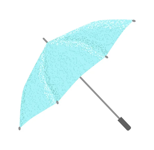 Blue Textured Open Umbrella Isolated White Background Flat Design Protection — Stock Vector