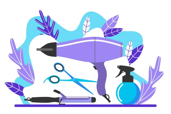 Set Gereedschap Voor Het Knippen Stylen Van Haar Barbershop Concept — Stockvector