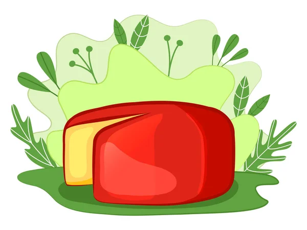 Στρογγυλό Τυρί Κόκκινο Πακέτο Φυσικό Γεωργικό Προϊόν Στο Φόντο Των — Διανυσματικό Αρχείο