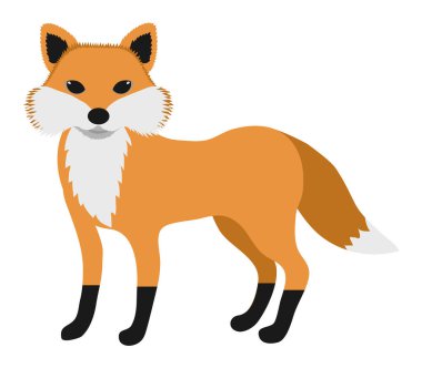 Tilki. Beyaz bir arka planda izole edilmiş. Çizgi film tarzı. Vektör illüstrasyonu.