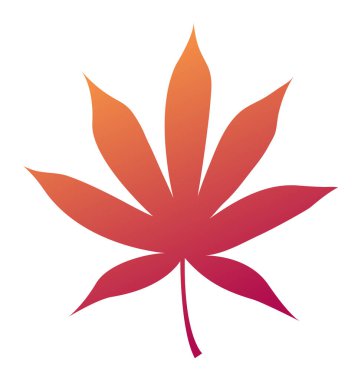 Kan kırmızısı Japon akçaağaç yaprağı. Beyaz arka planda izole edilmiş siluet. Vektör illüstrasyonu.