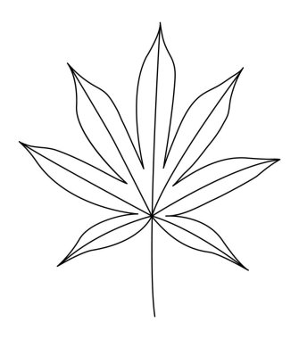 Japon akçaağaç yaprağı. Siyah özet. Beyaz arka planda izole edilmiş. Vektör illüstrasyonu.