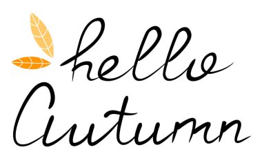 Merhaba sonbahar mektupları. El yazısı kaligrafik metin. Beyaz arka planda izole edilmiş. Vektör illüstrasyonu.